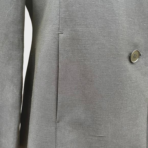 NWT‎ ANN TAYLOR PETITES Womens 14P Navy Blue 4 Button Blazer Linen Blend 70821 - Picture 3 of 6